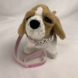 American Girl Doll Kit Retired Pet Basset Hound Grace Plush Dog Pink Jewel Leash